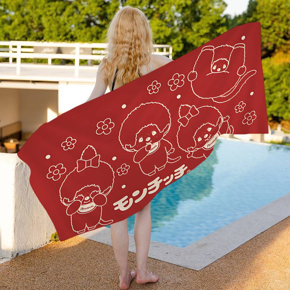 Popular Cute M-Monchhichi Beach Towel Colorful Bath Towels For Girl Microfiber Quick Dry Sand Free Beach Yoga Spa