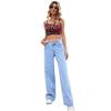European & American Fashion High Waist Wide-Leg Straight Denim Trousers for Women - Trendy & Versatile