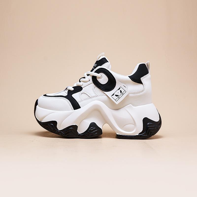

Popular dad shoes women 2025 spring and summer new muffin thick-soled leisure sports inner height increase small white shoes 39 бежевый