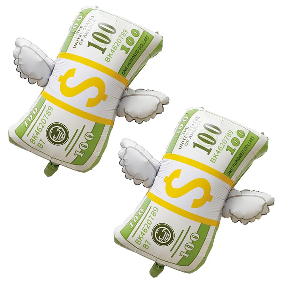 

2pcs Large Winged Money Balloons for Birthday Money Theme Decoration Poker Night Party Supplies Casino Theme Decoration 25in