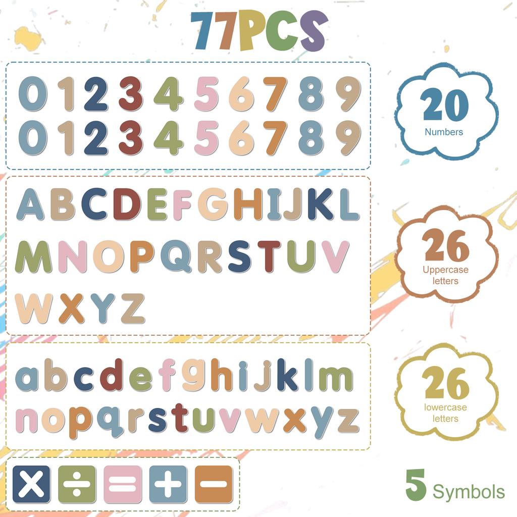 77 Pcs Fridge Magnet Reusable Magnetic Letter and Number Set Educational Toy with Case for Magnetic Whiteboard Fridge Magnet