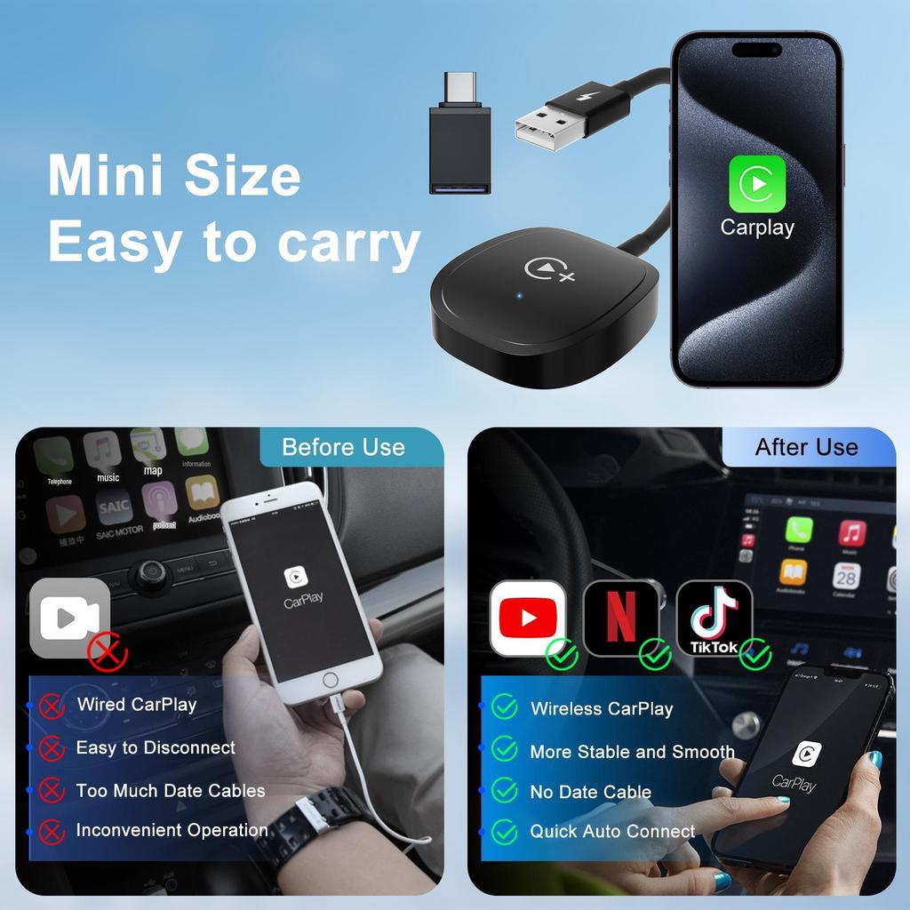 Wireless CarPlay & Android Auto Adapter Box