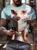 Popular 3D Cartoon Animal Print T-shirt for Men with Fun and Funny Patterns Short Sleeved Tops for Summer Casual O-neck Trendy and Cool Pullover