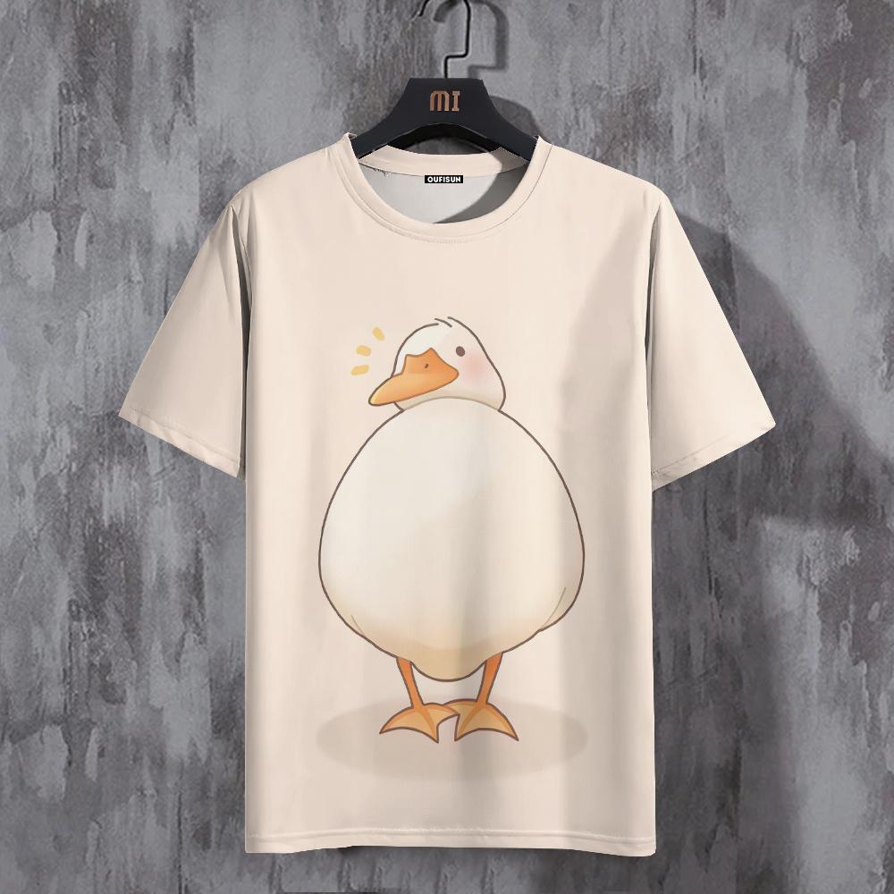 Tričko Pro muže Funny Duck Potisk Ležérní Sportovní Potištěný Posádka Výstřih Sportovní Košile Pulovr Krátké Rukávy Topy Pánské oversized oblečení