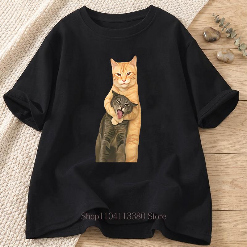 Cute Cats Graphic Print Tshirts for Women Summer Casual Fashion Harajuku Loose Tops Crew Neck Short Sleeve Tshirts Unisex