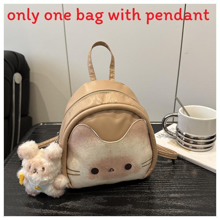 Toast Cat Mini Backpack Pu Streetwear Girl Travel Cute Small Bag With Zipper Closure For Daily Use