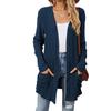 Fall Winter Women's Solid Color Ribbed Brushed Pocket Cardigan Long Sleeve Jacket, Leisure Foreign Trade for Europe America