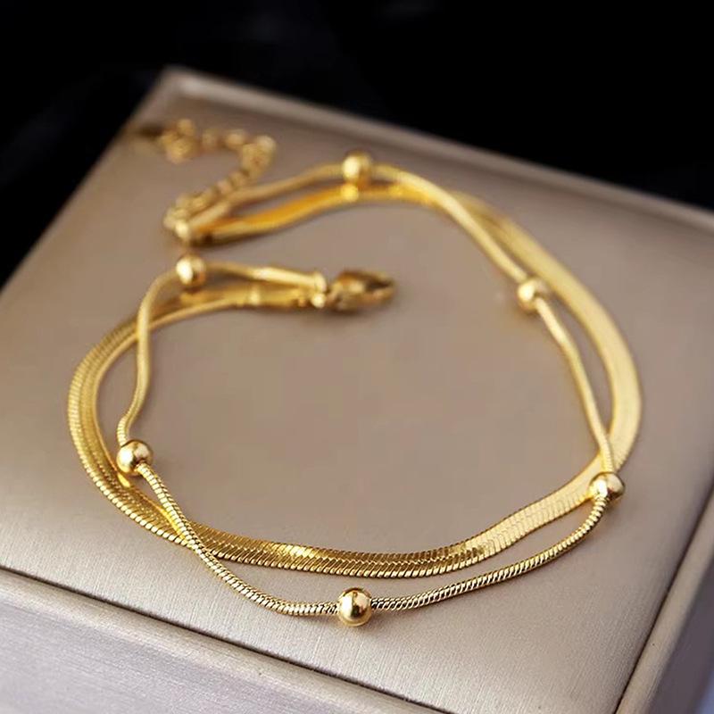 

Элегантный браслет на ногу из титановой стали с 18-каратным золотым покрытием - Модный аксессуар для женщин