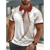 Trendy men's short-sleeved shirt with dynamic line print