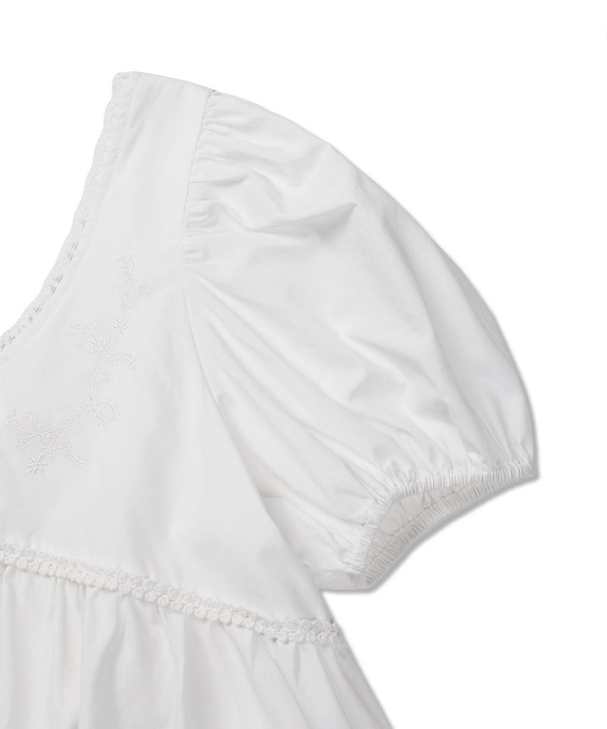 Michikoleondeonkosino Puff Sleeve Ribbon Mini Dress White