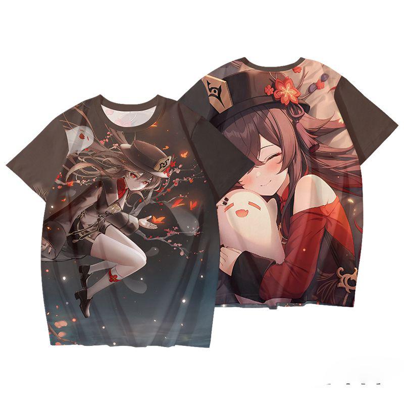 2026 New Hu Tao T-shirt Game Genshin Impact Cosplay 3D Men's T Shirt Summer Fashion Cool Daily Short Sleeve Tee Harajuku Y2k Top