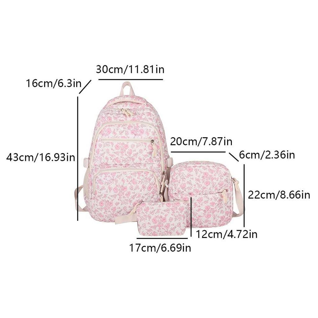 3 szt./zestaw Plecak Szkolny dla Uczennicy Liceum Zestaw Torebek Delikatny Dzień Uroczy Kwiatowy Plecak Luźny Styl Kwiatowy Plecak Plecaki Szkolne