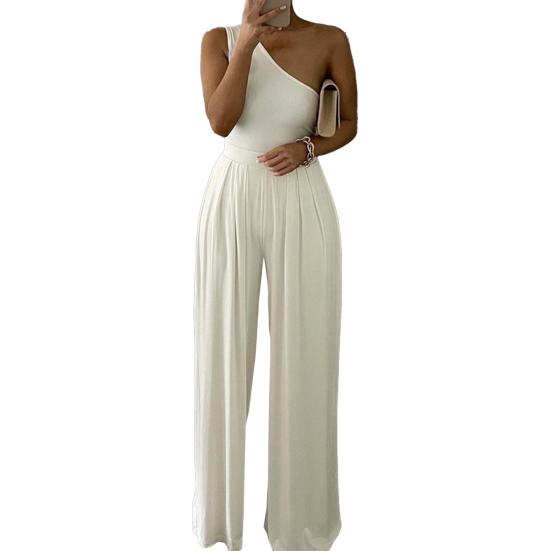SHOWNO Womens Beach Summer Wide Leg Palazzo Pants Short Sleeve Solid Jumpsuit Romper SHOWNO Womens Beach Summer Wide Leg Palazzo Pants Short Sleeve Solid Jumpsuit Romper