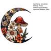 Yousheng Crescent Moon Acrylic Suncatcher with Mushroom Wildflowers, Stained Glass Effect Window Hanging Decor for Indoor Outdoor Home Garden Decor,