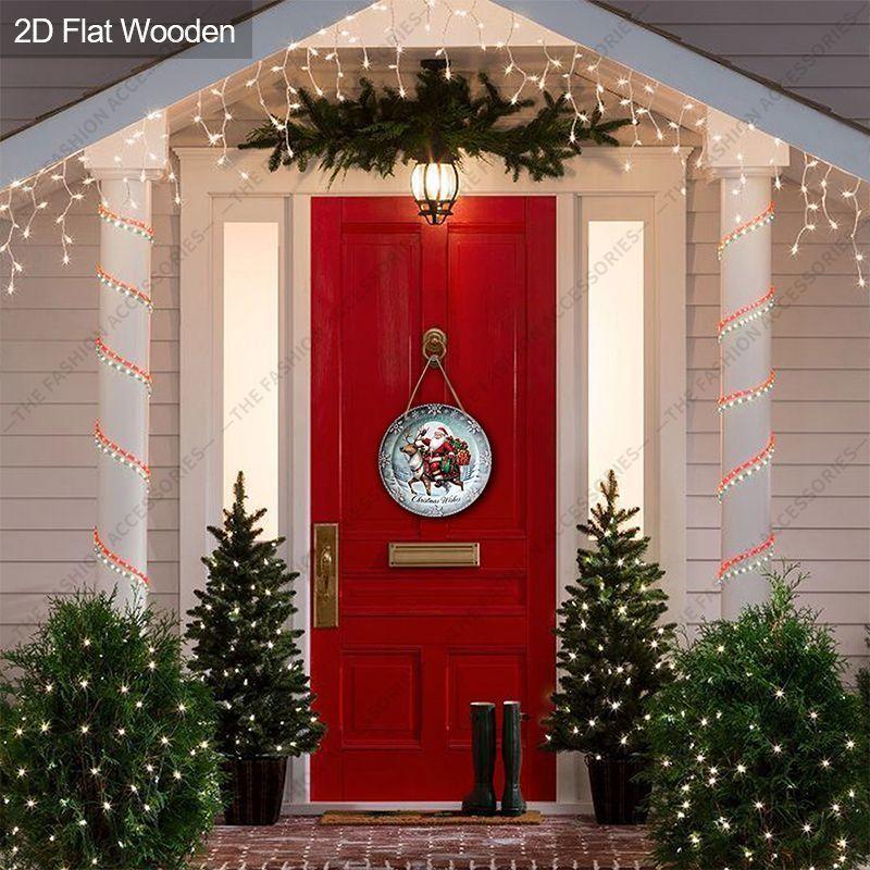 Christmas decoration sign,indoor hanging decorations,2D flat Wooden products withSanta Claus and Deer pattern,Christmas gifts for friends and family