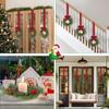 Christmas Kitchen Cabinet Wreaths With Plaid Bow Ribbon Hanging Cabinet Doors Wreaths Decorative For Kitchen Window Outdoor Indoor Holiday Decor