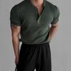 Men's Slim Fit Ribbed Henley Shirt Short Sleeve Button-Up Casual Muscle Tee
