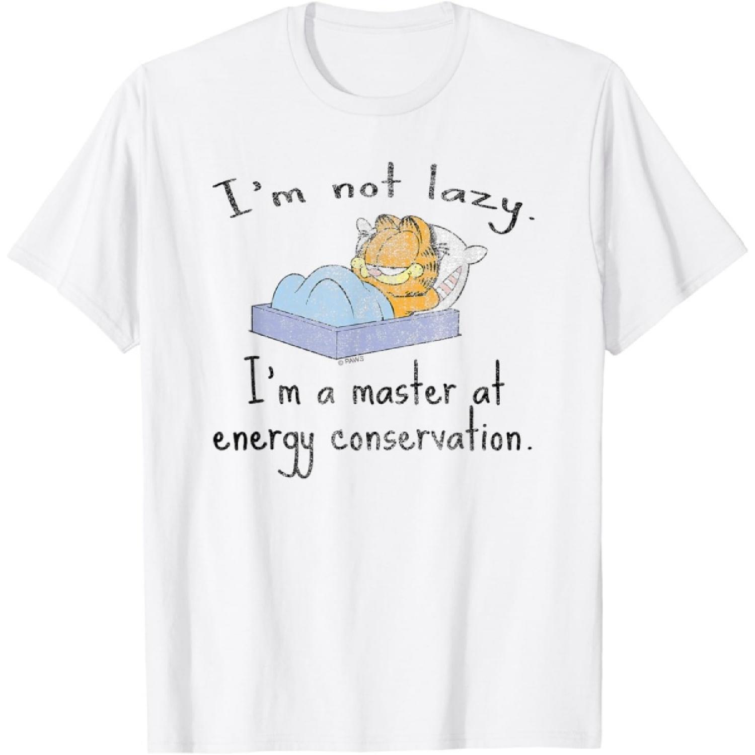 Garfield I m Not Lazy Energy Conservation Cartoon Cat T-Shirt XXXXXL белый