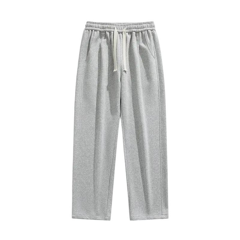 Men's Heather Gray Wide Leg Sweatpants - Pocket with Small Label Casual Drawstring Trousers