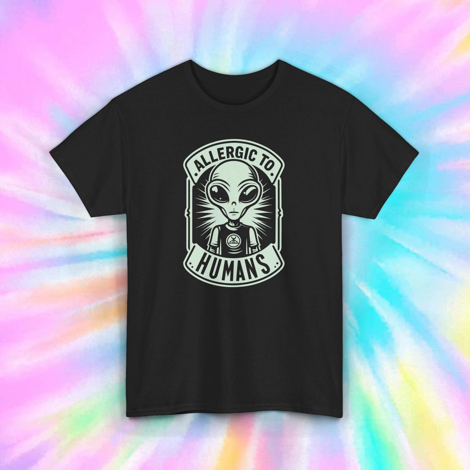 Alien Allergic to Humans T-Shirt Mens Womens Tees Top | Funny UFO Sci-Fi Tee S-5XL S
