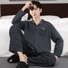 Men Pajama Sets Cotton Pijama Turn-down Collar Sleepwear Long Sleeve Spring Nightwear Male 2 Pieces Set Homewear