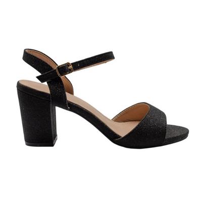 Womens/Ladies Paityn Glitter Buckle Block Heel Sandals
