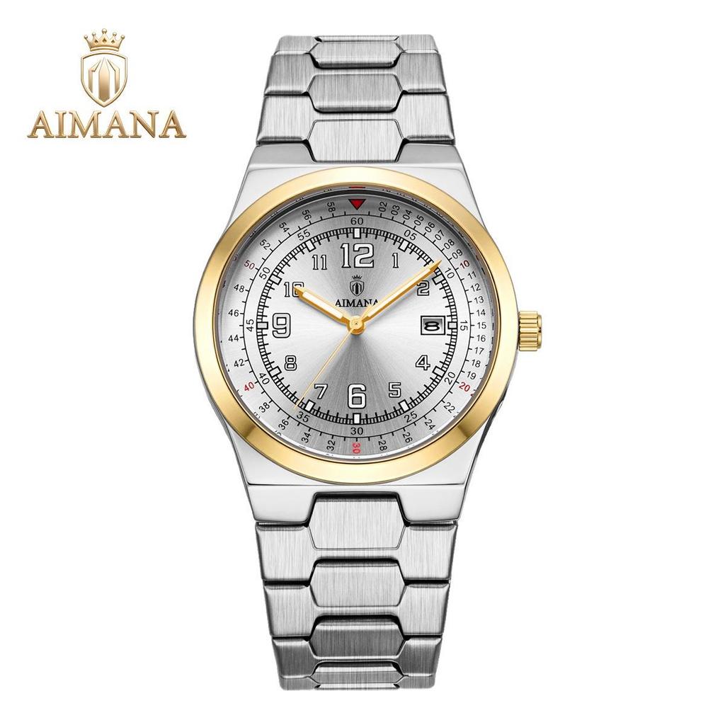 Vintage Aviation Pilot Watch for Men Waterproof Quartz Watch with Date Luminous Hands Steel Strap Dress Wrist Watch