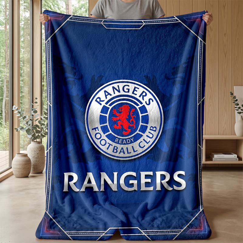 Rangers FC Weiche Flanell-Fleece-Decke Leicht Gemütlich Warm Überwurfdecke für Sofa Bett Heimdekoration
