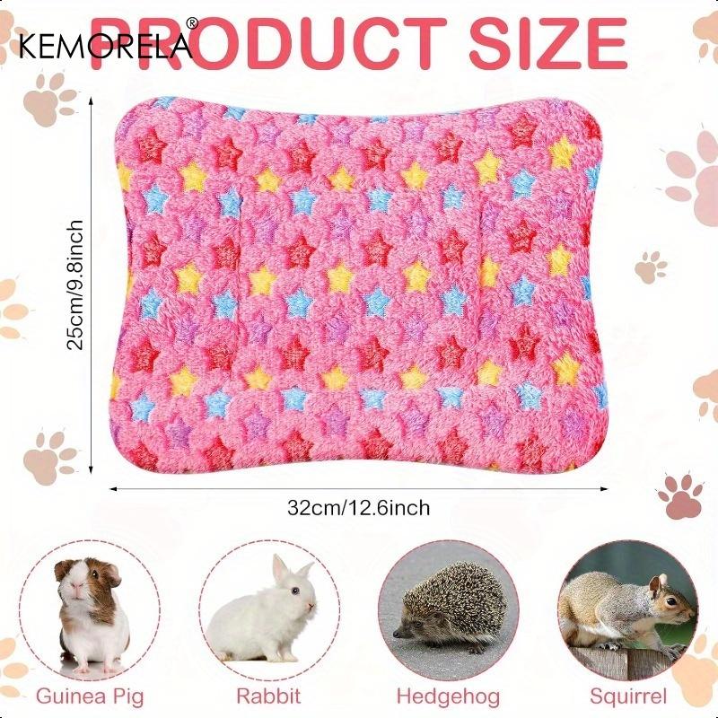 4 Piezas Colchón Universal para Animales Pequeños - Esterillas para Dormir de Felpa Suave para Conejos, Cobayas, Hámsteres | Interior para Todas las Estaciones