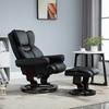 360 Degrees Swivel Recliner Chair with Footstool, PU Leather Manual Recliner Armchair with Footstool, Solid Wood Base