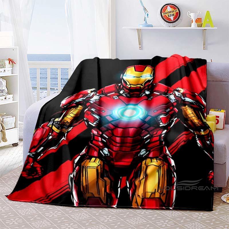 Iron Man Cartoon Comic Funny Expression Blanket, Warm Flannel Sofa Blanket, Home, Bedroom, Travel.