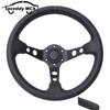 Black Edition 13inch 330mm Genuine Leather Racing Steering Wheel Deep Dish Car Sport Steering Wheel