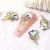 Yousheng 10Pcs/Set Nail Art Charm Golden Bowknot 3D Alloy Luxury Cute DIY Solid Colored Rhinestone Love Heart Nail Decoration Salon Home Use