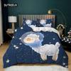 Cartoon Sheep Duvet Cover Set King Cute Little Sheep with A Yellow Bow Comforter Cover for Kids Girls Polyester Twin Quilt Cover