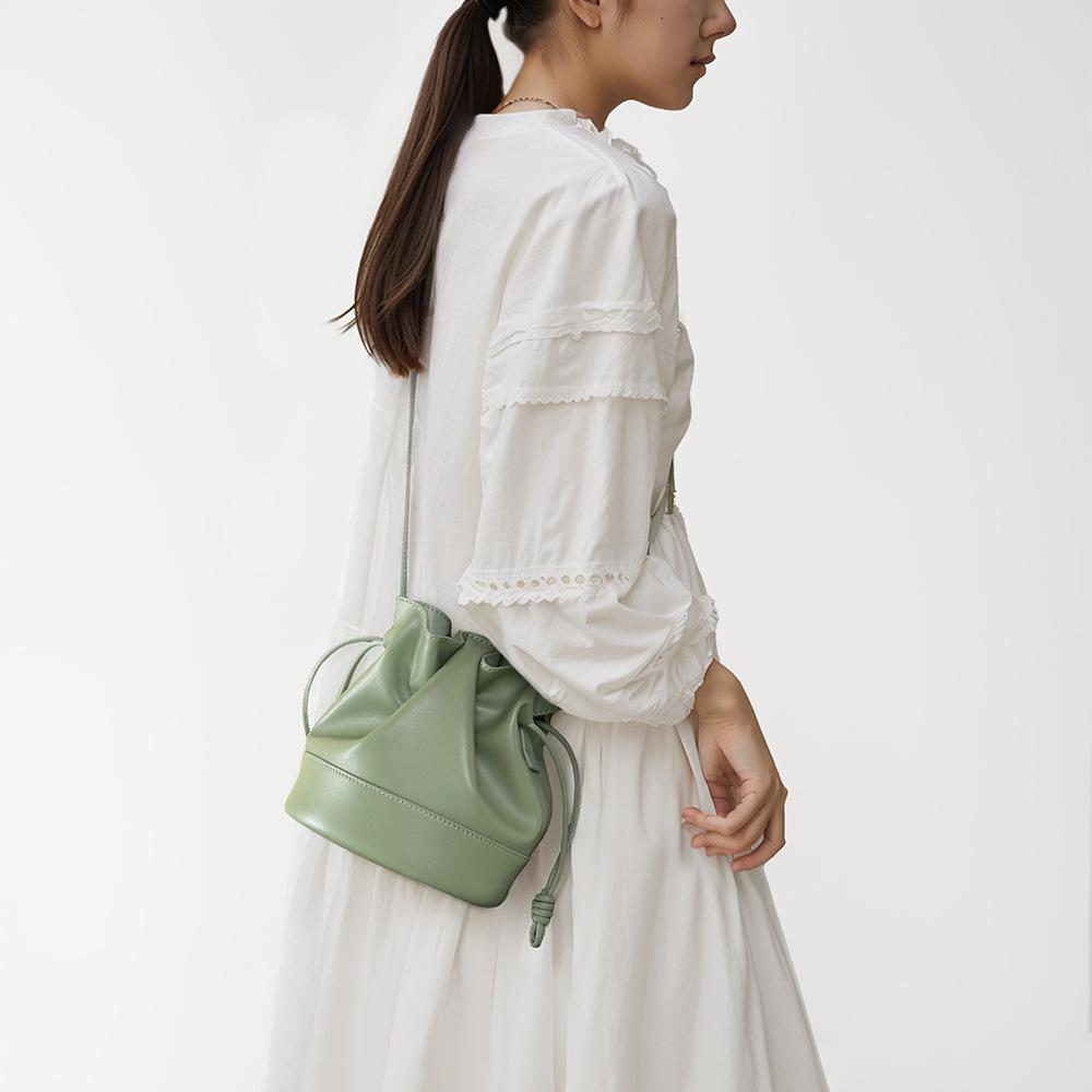 Lambskin Cloud Drawstring Bag: High-End Leather, Large Capacity, Crossbody & Underarm Style