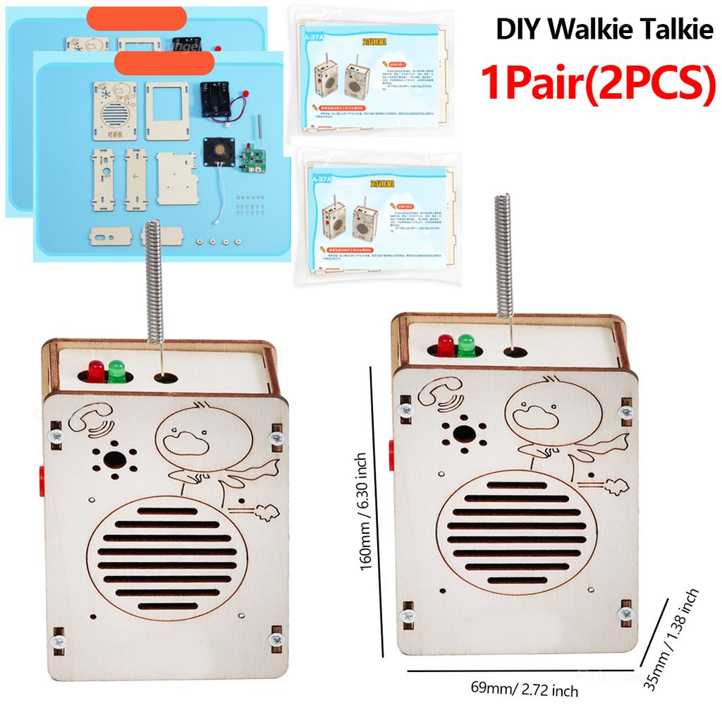 DIY Holz Walkie-Talkie Bausatz 2 Drahtlose Kommunikationsspielzeug STEM Wissenschaft Pädagogisches Projekt Baukasten für Kinder Lernendes Geschenk