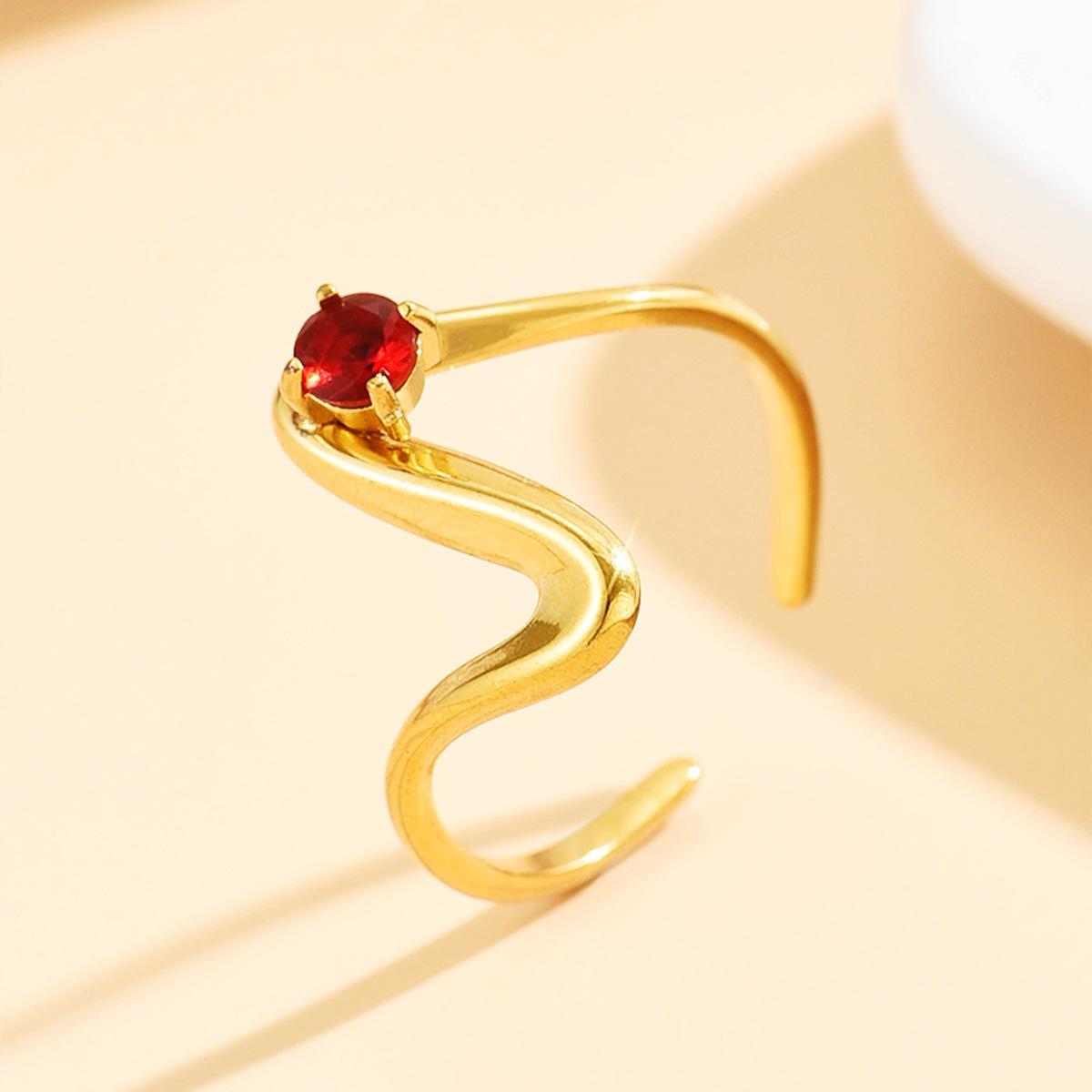 Minimalist Geometric Line Ring: Stainless Steel with Inlaid Zircon Diamond for Women
