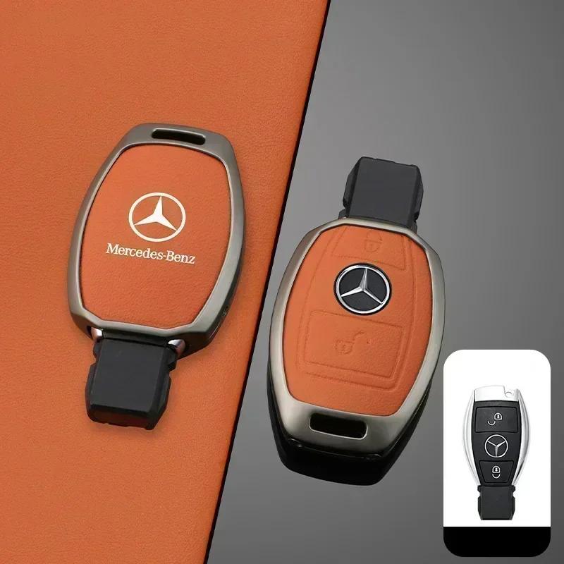 

Leather Car Key Case Cover Shell Protector For Mercedes Benz A B C S Class AMG GLA GLS CLA GLC GLK W176 W221 W204 W205 W463 W212