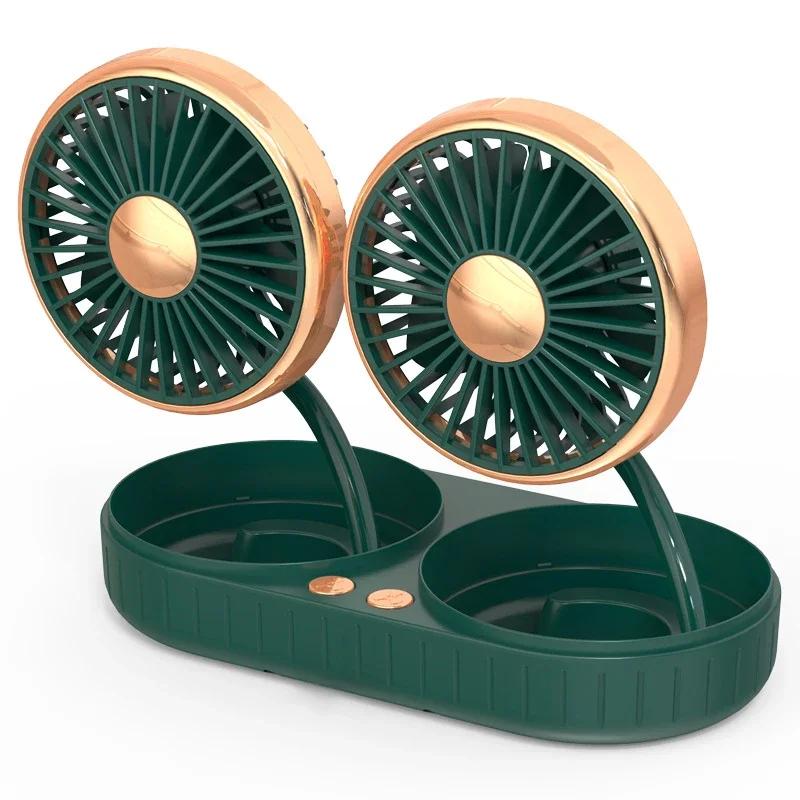 3-Step Quiet Dual USB Car Fan - 360° Swivel Air Circulator - Portable Automobile Cooling Tool for Ventilation