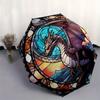 Stained Dragon Window Panel: Fantasy Art DecorUmbrella, Portable 3-Fold Compact Umbrella,Christmas Gift ES521