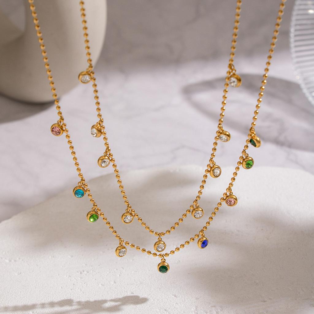 1pc Trendy Niche Colorful Tassel Necklace Golden Plated Hand Accessory Colorful Charm Necklace for Women Christmas Gift