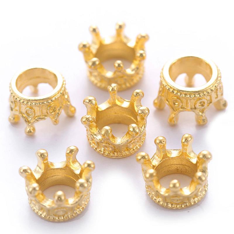 10~40 pièces Perles Espacement Libres en Alliage pour la Fabrication de Bijoux Bracelet DIY Accessoires faits à la Main Perles Forme Couronne Dorées Argentées TMZ