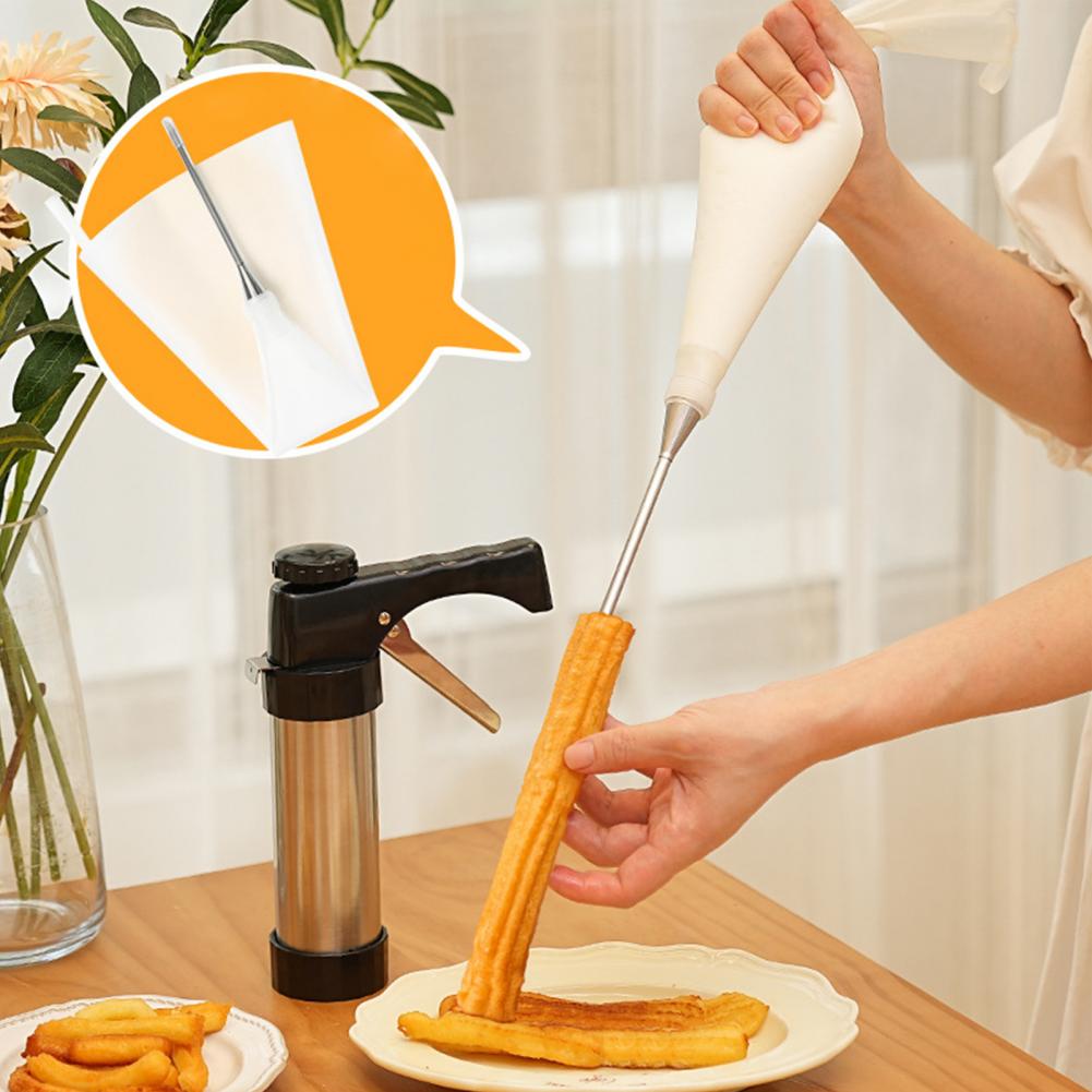 Maker Machine Machine for Sauces Stainless Steel Churro Maker Machine Kit with Piping Tips Bag Brush Easy to Fill Fritters