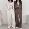 Completo da donna primaverile a tinta unita semplice da pendolare blazer corto a maniche lunghe + pantaloni set due pezzi