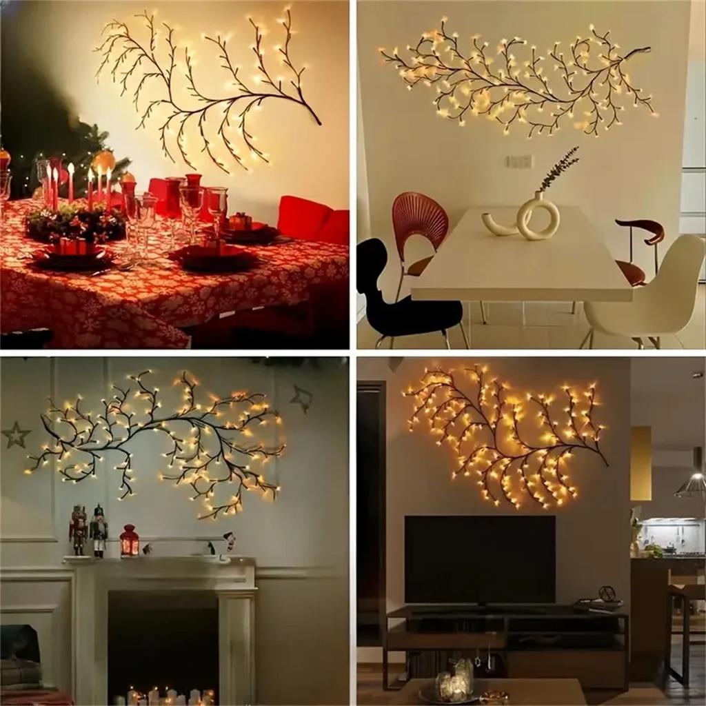 1PCS 72LED/96LED Tree Branch Lamp USB Powered DIY Festive Tree Vine Light for Home Decoration Solar Powered Willow Vine Lights