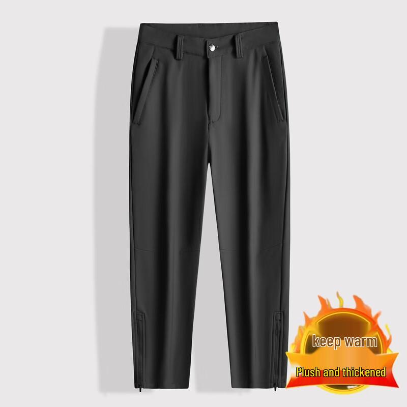 Dibinze Men's Plus Size Winter Fleece-Lined Casual Pants