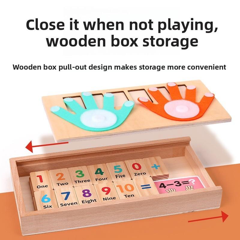 Wooden Finger Counting Math Toy For Early Childhood Education With Addition And Subtraction Practice