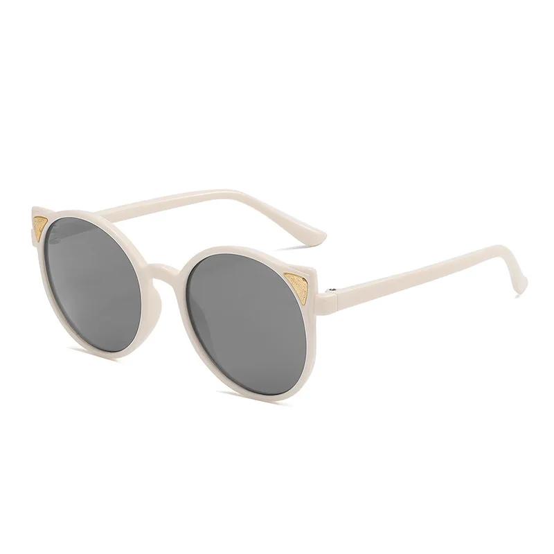 Children Classic Round Frame Sunglasses Boys Girls Cute Cat Ear Sun glasses Vintage Travel Outdoor UV-proof Eyewear as picture