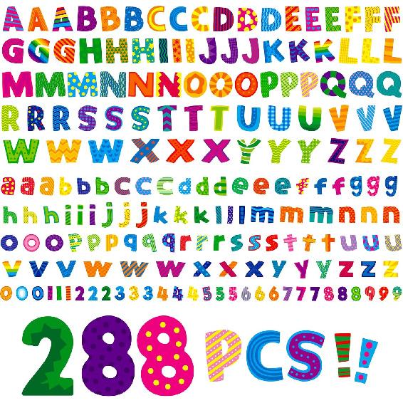 288 PCS Alphabet Combo Set, Bulletin Board Letters Including 78pcs Uppercase Letters, 78pcs Lowercase Letters, 30pcs 0-9 Numbers & Punctuation,