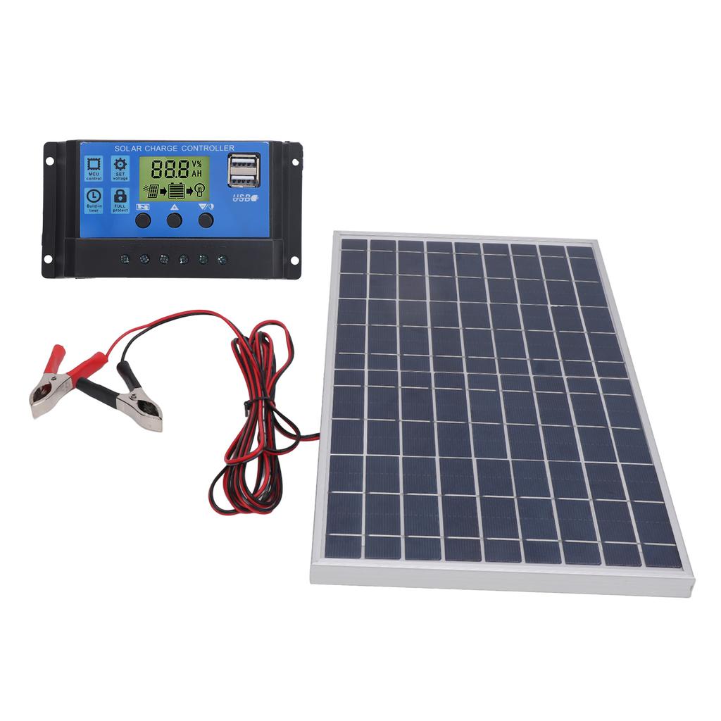 Solar Panel 10W 12V Polycrystalline IP65 Waterproof Portable 30A Solar Charge Controller for Outdoor